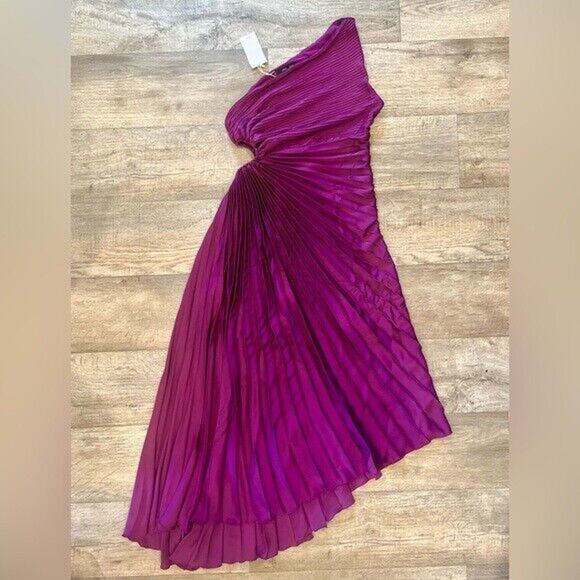 MANGO Blogger Fave Cut Out Pleated Midi Dress NWT — Purple - Picture 15 of 16